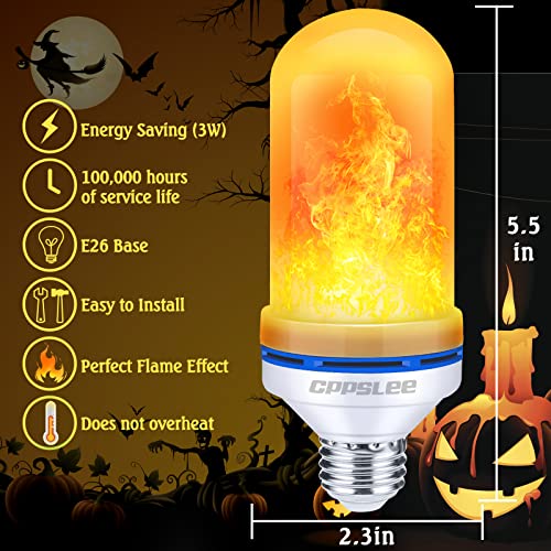 CPPSLEE Upgraded Flame Light Bulbs, 4 Modes Flickering Light Bulbs, E26 Base Fire Flame Bulb for Halloween Decorations Outdoor, Christmas Lights
