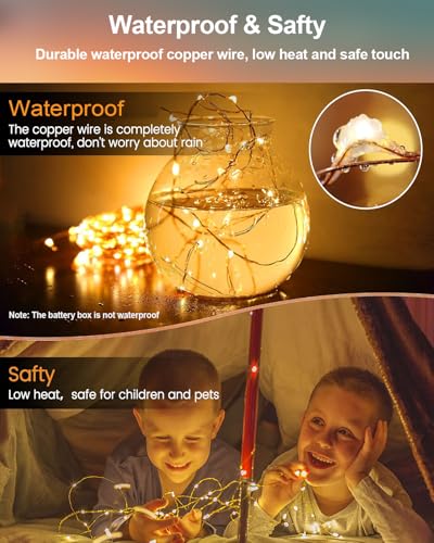 20 Pack Fairy Lights Battery Operated, 3.3ft 20 LED Mini String Lights Twinkle Lights Copper Wire Firefly Starry Lights for Mason Jars Wedding Party