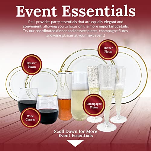 Reli. (20 Pack Disposable Wine Glasses 12 oz | Stemless Plastic Wine Glasses for Parties | BPA-Free, Shatterproof Plastic | Clear Drinking Party Cups for Cocktails, Whiskey, Wedding