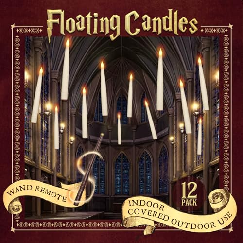 ORIENTAL CHERRY Floating Candles with Wand, 12 Pcs Magic Flickering Light