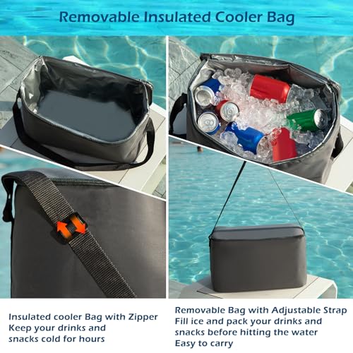 Jasonwell Heavy Duty 2 Person Inflatable River/Pool Tube Float with Removable Cooler, Tubes for Lake, Floating River Raft Lounge Floatie with 2 cup Holders For Adults, Cyan