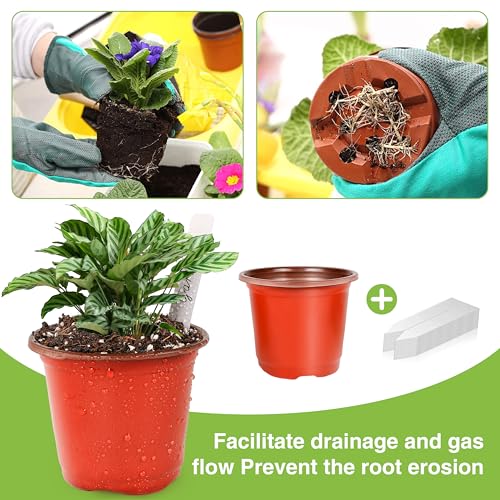 Plant Nursery Pot/Pots 100 Pcs 4" Plastic Small Plants Pots Flower Pots Seed Starting Pots for Plants Indoor Outdoor Seedling pots (with 100 Plant Labels)