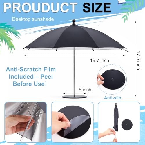 Novabright 1 PC Mini Drink Umbrella with Base, Desktop Table Umbrella for Drinks & Phones, Portable Sunshade for Outdoor Patio, Pool, Camping, Picnic(Classic Style,Black)