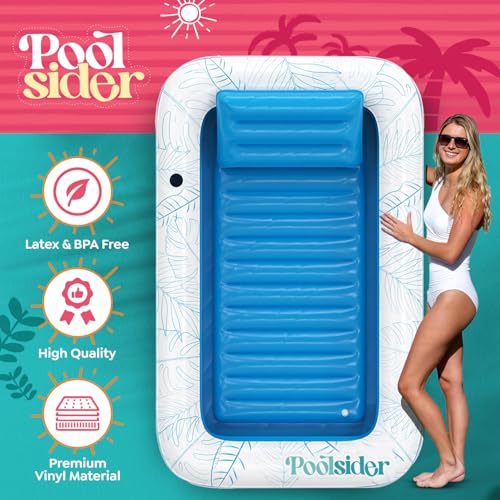Poolsider Inflatable Tanning Pool Lounger |Large Inflatable Tanning Bed for Adults -4 in 1 Multipurpose Sunbed Tub | Pool Floats Adults