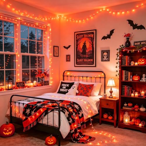 JMEXSUSS 200 LED Orange Halloween Lights Outdoor Indoor Fall Lights Plug in