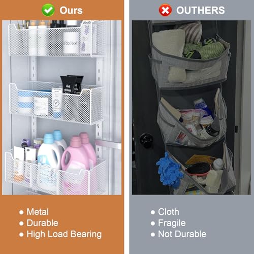 VyGrow Over The Door Organizer, Metal Door Organizer Hanging with 5 Adjustable Baskets and Coat Hook
