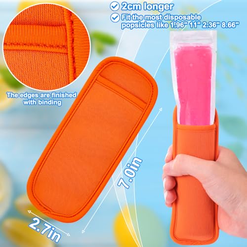 AIERSA 8pcs Popsicle Holders and Ice Pop Sleeves Set for kids No Drip, Silicone Popsicle Holder with Straw and Reusable Neopreneee Freeze Popsicle Sleeves for Toddlers Mess Free, No Freezing Hands
