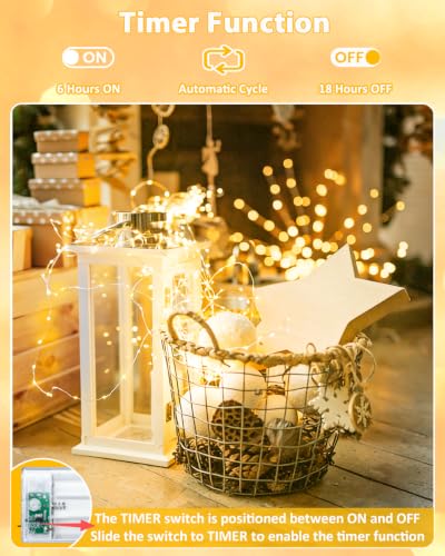 4 Pack 60 LED Fairy Lights Battery Operated with Timer, 20 FT String Lights