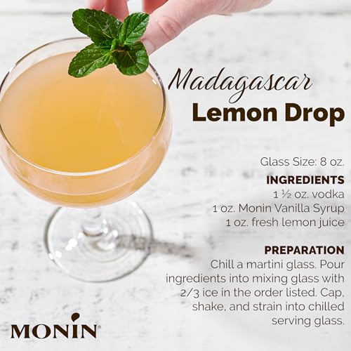 Monin - Vanilla Syrup | Pure & Rare Madagascar Vanilla, Premium Syrup for Coffee, Lattes & More | Clean Label with No Artificial Flavors, No Artificial Preservatives (BPA Free Bottle, 33.8 fl oz)