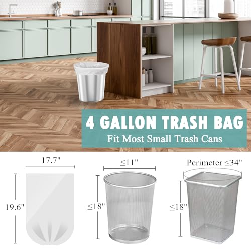 Small Trash Bags 4 Gallon - 105 Count 4 Gallon Trash Bag, Unscented Small Garbage Bags Bathroom Trash Bags, White 4 Gal Small Trash Can Liners