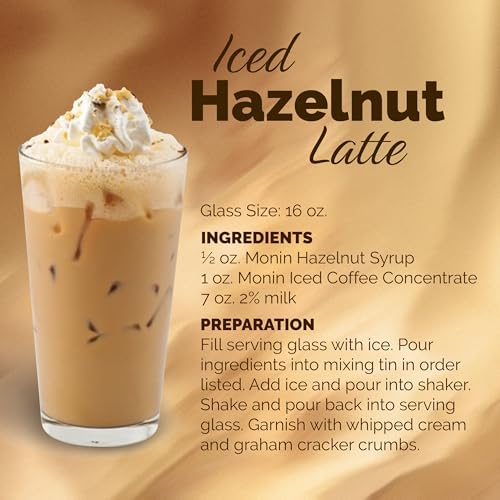 Monin - Hazelnut Syrup, Nutty Taste of Caramelized Hazelnut, Natural Flavors, Great for Mochas, Lattes, Smoothies, Shakes, and Cocktails, Non-GMO, Gluten-Free (1 Liter)
