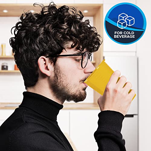 PAMI 100-Pack 7oz Yellow Disposable Cups Plastic Cups for Parties, Bpa-Free, Ideal for Cold Drinks