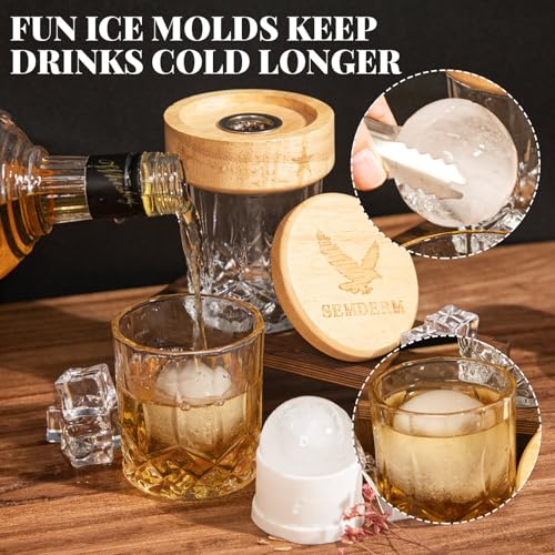 Bourbon Whiskey Smoker Kit with Torch - Old Fashioned Cocktail Smoker Kit with 2 Whiskey Glasses, 6 Wood Chips - Valentines Anniversary Birthday Gifts for Men Dad Husband Boyfriend (No Butane)