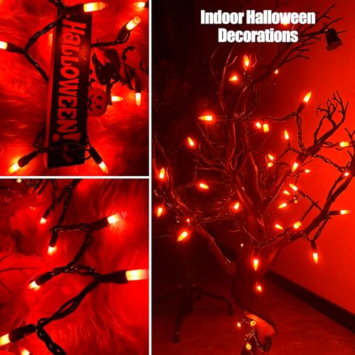 HISHINY Orange Halloween Lights,100 Count Incandescent Lights String with Black Wire,Ideal Outdoor Indoor Halloween Decorations Lights for Patio Home