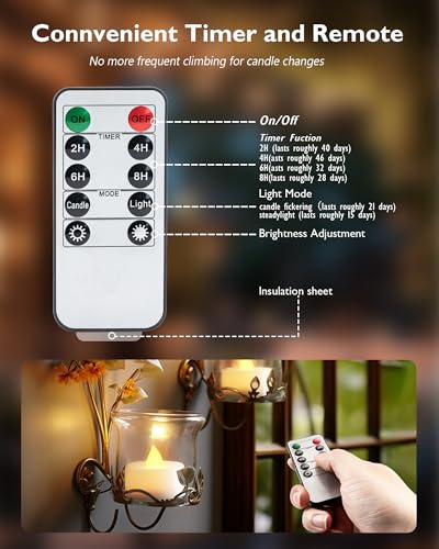 Homemory 12-Pack Remote Flameless LED Battery Tea Light Candles, 400+Hrs