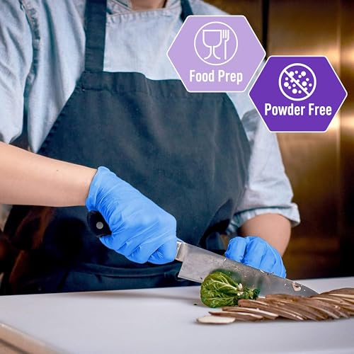 MED PRIDE Nitrile/Vinyl Blend Exam Gloves, Powder-Free, Latex-Free, Disposable, Non-Sterile, Blue, Medium (Box of 100)