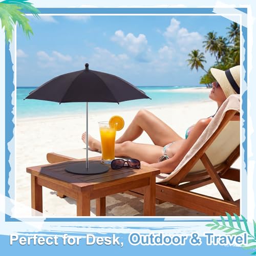 Novabright 1 PC Mini Drink Umbrella with Base, Desktop Table Umbrella for Drinks & Phones, Portable Sunshade for Outdoor Patio, Pool, Camping, Picnic(Classic Style,Black)