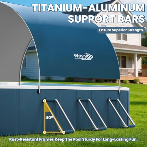 Foldable Pool with Canopy,10FT NonInflatable Above Ground Swimming Pools | Inner Diameter 102"x72"x20", Durable PVC, Oversize Thickened, Easy Setup