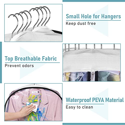 MISSLO 10" Gusseted All Clear Garment Bags for Hanging Clothes 3 Packs 40" Suit Bags for Closet Storage Hanging Clothes Storage Suit Cover for Shirts, Coats, Dresses