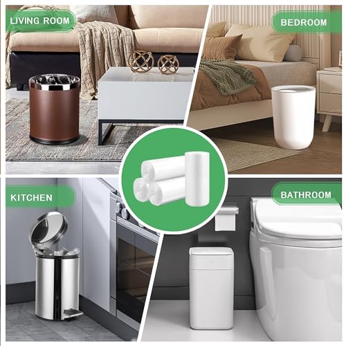 Small Trash Bags 3 Gallon, 108 Count Garbage Bags Bathroom Mini Trash Can Liners, fit 10-13 Liter Clear