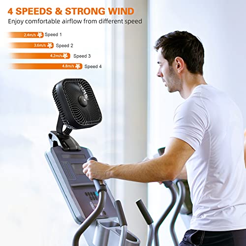 Rechargeable Portable Fan with Light, 8-inch Battery Operated Clip on, 20000mAh 78 Hours Work Time, Quiet, Strong Airflow USB, 4 Speeds Personal, Ideal for Outdoor Camping Hurricane