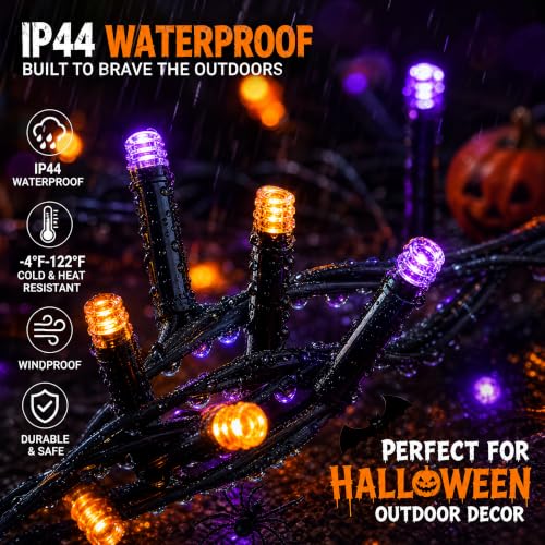 DAZZLE BRIGHT Halloween 300 LED String Lights, 100FT String Lights with 8 Lighting Modes, Halloween Decorations for Party Carnival Supplies, Outdoor