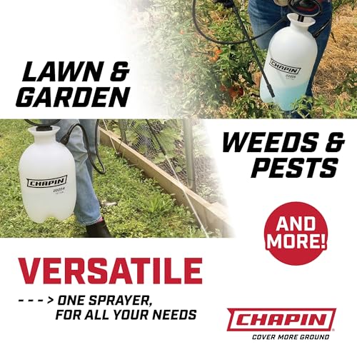 Chapin 20004 Pump Sprayer, 1-Gallon SureSpray Translucent Tank with an Easy Fill Funnel-Top Opening, Adjustable Cone Nozzle & 34" Long Reach Hose, Used for Fertilizer, Pesticides, Weeds & Pests