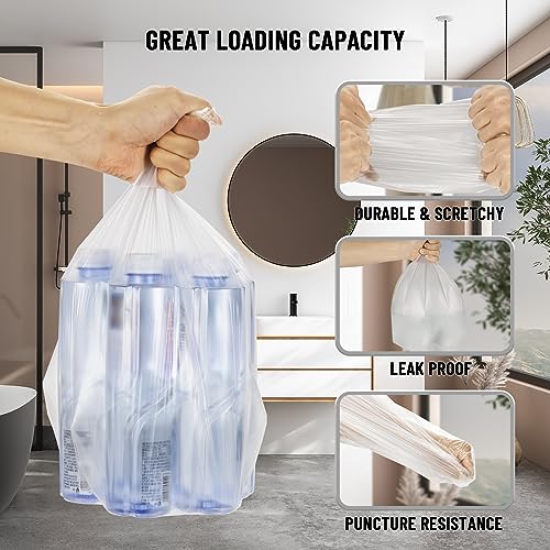 220Counts Small Trash Bags 4 Gallon, Flexible & Durable Small Garbage Bags, Unscented & Easy Tearing 4 Gallon Trash Bag for Kitchen, Bathroom, Bedroom, Office, Transparent,0.3Mil