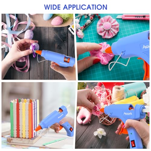 Assark 30W Mini Hot Glue Gun Kit with 30 Glue Sticks, Fast Preheating Hot Melt, High Temp for School Crafts DIY Arts and Quick Home Repairs, Blue