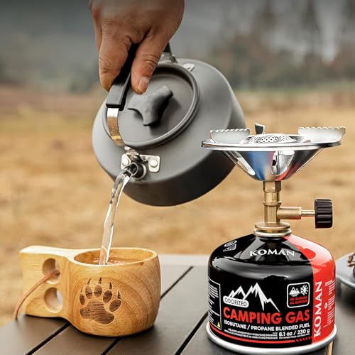 KOMAN Isobutane Fuel Canister 230 Gram Camping Stove Fuel Butane Propane Blend Camping Fuel Gas Canister Backpacking Fuel Light-Weight Compact Camping Fuel (4 Pack)