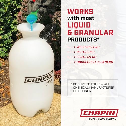 Chapin 20004 Pump Sprayer, 1-Gallon SureSpray Translucent Tank with an Easy Fill Funnel-Top Opening, Adjustable Cone Nozzle & 34" Long Reach Hose, Used for Fertilizer, Pesticides, Weeds & Pests