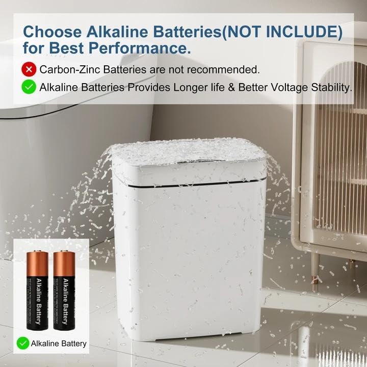 2 Pack 2.7 Gal Bathroom Trash Can with Lid, Automatic Trash Can Small Smart Garbage Can Touchless, Slim Motion Sensor Waterproof Plastic Trash Bins for Bedroom Office Kitchen Toilet