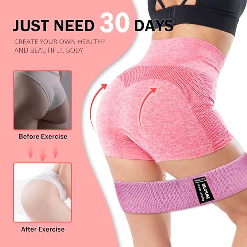 KANGFITER Long and Short Fabric Resistance Bands with Door Anchor, Non-Slip Stretch Booty Bands for Working Out Women & Men, Loop Exercise Elastic Bands for Home Physical Therapy Yoga Pilates