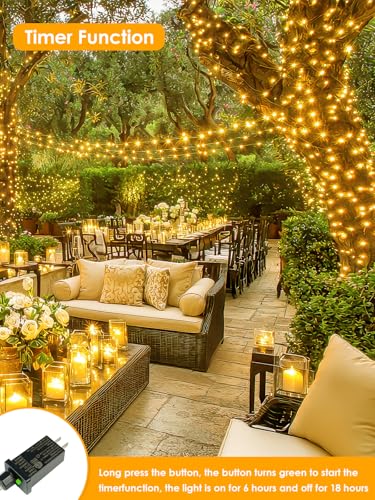 66FT 200 LED Fairy Lights Plug in, 8 Modes Twinkle Lights Warm White