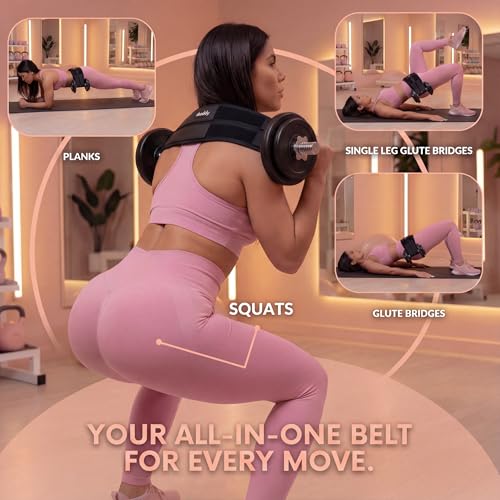 Hip Thrust Belt with Dual-Strap Design – Booty Builder for Heavy Dumbbells, Kettlebells & Plates Up to 400 lbs – Comfortable Glute Workout Equipment for Women – Coach Tested – Home & Gym Use.