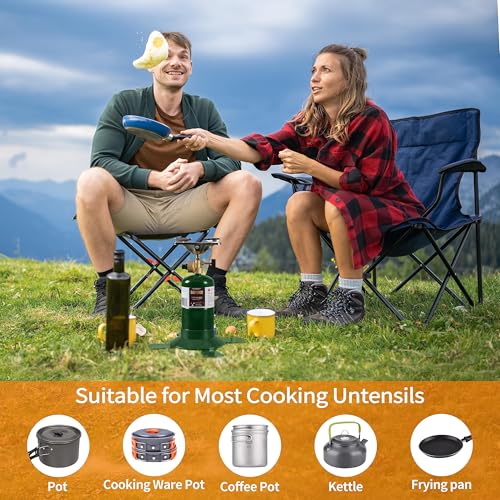 Propane Cylinder Top Stove with Adjustable Burner, 10000BTU Portable Camping/Backpacking Cooker,Camping Stove Propane,Single Burner Propane Stove with a USB Ligther,Camp Gas Stove(Fuel not included)