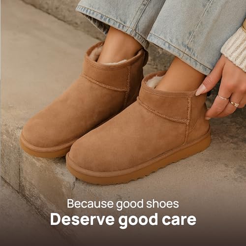 FORTIVO Suede Cleaning Kit Compatible for UGG Footwear - Sheepskin & Suede Gentle Cleaner and Conditioner, Protector Spray, Odor Remover, Suede Stain Nap Eraser, Dual Brush Set for UGG Shoes