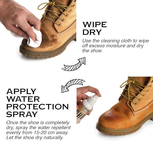 Suede Shoe Cleaner Nubuck Shoe Cleaner and Water Repellent with 4-Side Suede Brush, Microfiber Cloth