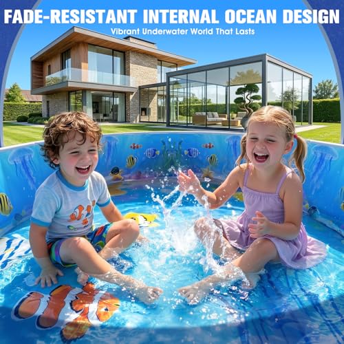 StarOcean 2026 Kiddie Pool with Canopy,Baby Swimming Pool for Toddler,Foldable kiddie pool with Shade,Portable Kids Pool for Backyard,Plastic Kiddie Pool with Sun Shade,Pop up Baby Pool for Beach-51‘’