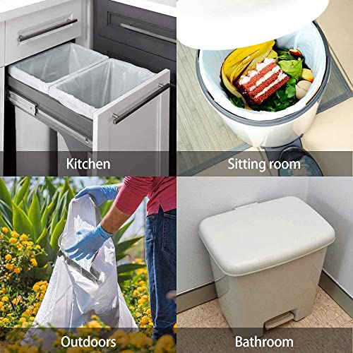 4 Gallon 140 Counts Strong Drawstring Trash Bags Garbage Bags by Teivio, Bathroom Trash Can Bin Liners, Small Plastic Bags for home office kitchen, White