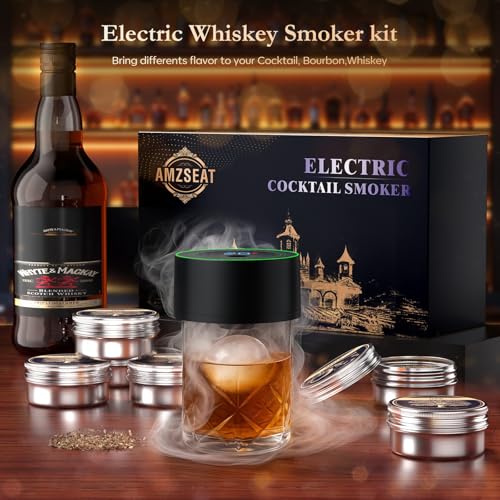 Electric Whiskey Smoker Kit-Rechargeable Cocktail Smoker Set with 6 Wood Chips-Unique Bourbon Ideal Christmas, Birthday, Valentine's Day Gift,Gifts for Men, Dad, Husband