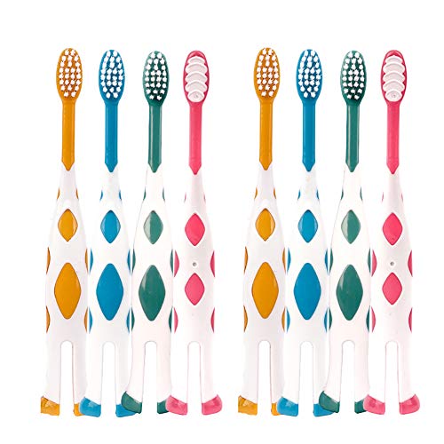 newrichbee 8 Packs Kids Toothbrush, Extra Soft Lovely Deer Toddler Toothbrush for Kids 2-8 Years (Pink&Orange&Blue&Green)