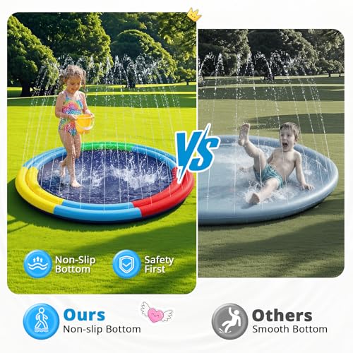 78" Extra Large Non-Slip Splash Pad for Kids & Dogs, Thicker Sprinkler Mat, Backyard Outdoor Water Toys, Durable Summer Fountain Play Pool Gifts for Toddlers, Children & Pets
