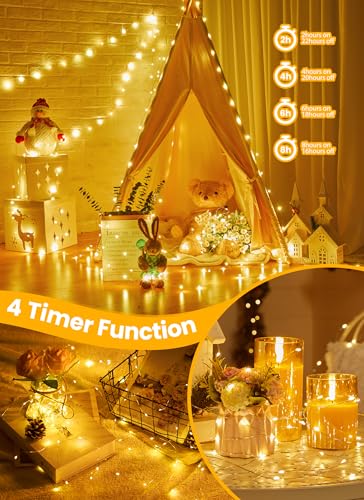 66FT 200 LED Fairy Lights Plug in with Remote, 8 Modes Twinkle Lights