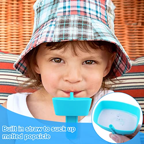 AIERSA 8pcs Popsicle Holders and Ice Pop Sleeves Set for kids No Drip, Silicone Popsicle Holder with Straw and Reusable Neopreneee Freeze Popsicle Sleeves for Toddlers Mess Free, No Freezing Hands
