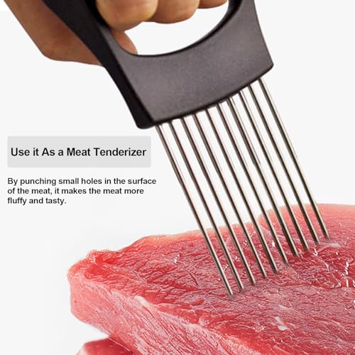 JAYVAR Onion Holder for Slicing, Onion Cutter Vegetable Chopper, Stainless Steel Tomato Slicer Vegetable Cutter for Potato, Avocados, Eggs, Food Slicer Assistant Tool for Fruit Lemon and Meat
