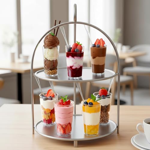 Peohud 100 Pack 3oz Plastic Dessert Cups with Spoons, Mini Dessert Shooter Cups, Disposable Parfait Appetizer Cups Shot Glasses for Desserts, Pudding, Event and Party