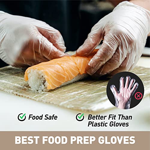 OKIAAS Disposable Gloves M, Food Safe | Latex-Free and Powder-Free Clear Vinyl Gloves for Cooking, Food Prep, Household Cleaning | Medium,100 Counts/Box