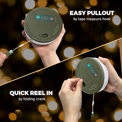 Camping String Lights, 32.8FT Rechargeable with Storage Reel, 8 Modes
