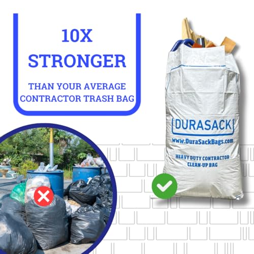 DURASACK Contractor Bags Heavy Duty 40-Gallon Reusable White Woven Polypropylene Contractor Garbage Bags, Pack of 16